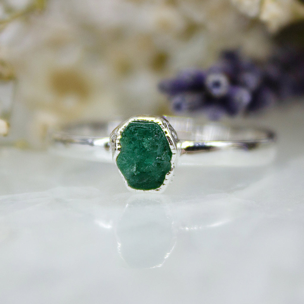May | Emerald Stacking Ring in Sterling Silver