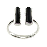 Black Tourmaline Double Ring in Sterling Silver