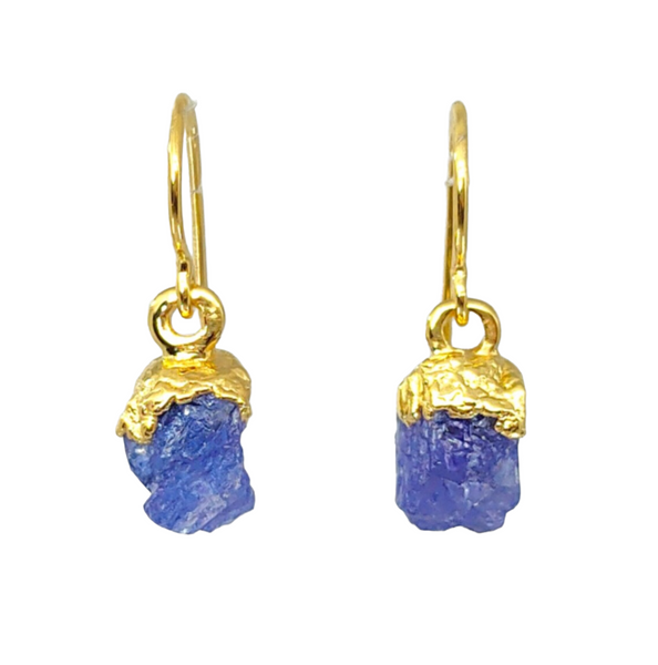 Tanzanite Raw Earrings in Gold Vermeil