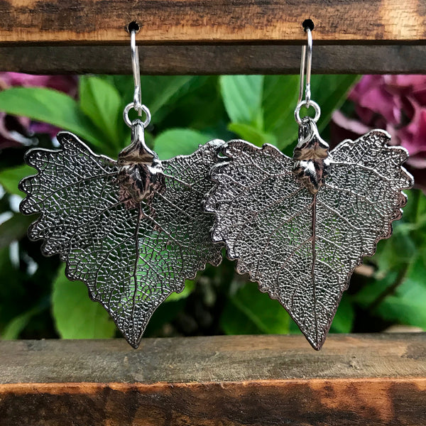 Cottonwood Platinum Leaf Earrings