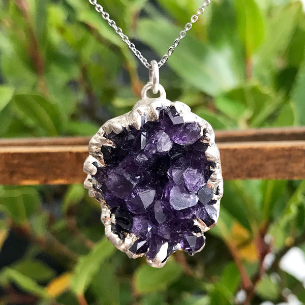 Silver Plate Amethyst Necklace