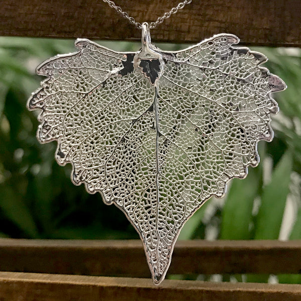 Cottonwood Silver Plate Leaf Pendant