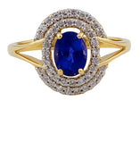 18ct Gold Tanzanite & Diamond Cluster Ring, Size N