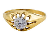 9ct Gold Cubic Zirconia Signet Ring, Size R