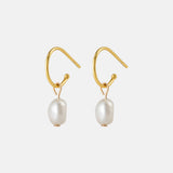 Gold Pearl Drop Earrings