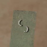 Pave Moon Stud Earrings