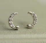 Pave Moon Stud Earrings