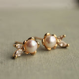 Pearl Marigold Flower Stud Earrings