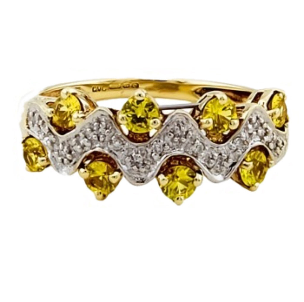 9ct Gold Citrine & Diamond Ring, Size N