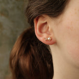 Pearl Marigold Flower Stud Earrings