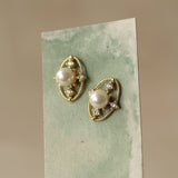 Gold Comet Pearl Studs