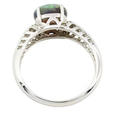 9ct White Gold Opal & Diamond Ring