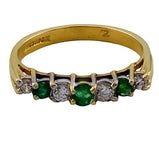9ct Gold Emerald & Cubic Zirconia Half Eternity Ring, Size O