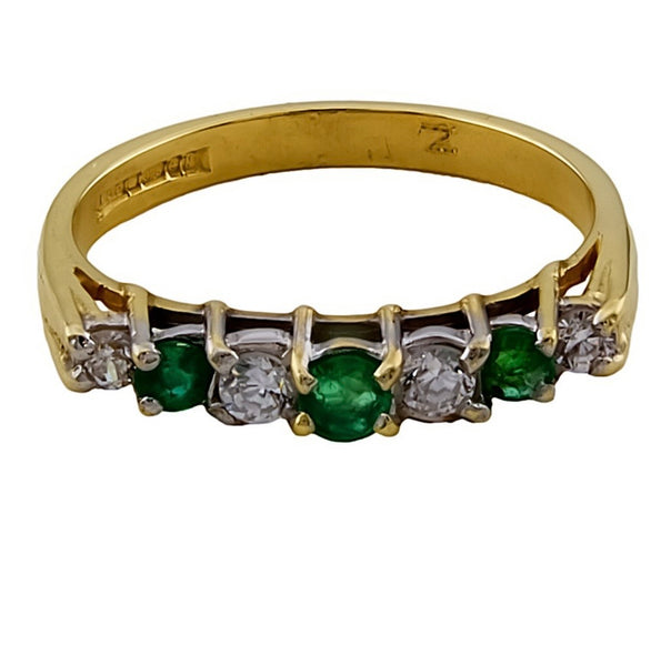 9ct Gold Emerald & Cubic Zirconia Half Eternity Ring, Size O