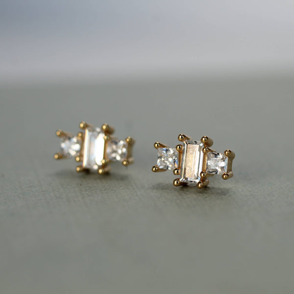 Art Deco Baguette Cut Stud Earrings