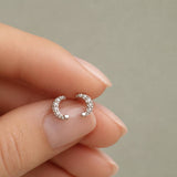 Pave Moon Stud Earrings