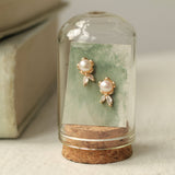 Pearl Marigold Flower Stud Earrings
