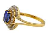18ct Gold Tanzanite & Diamond Cluster Ring, Size N