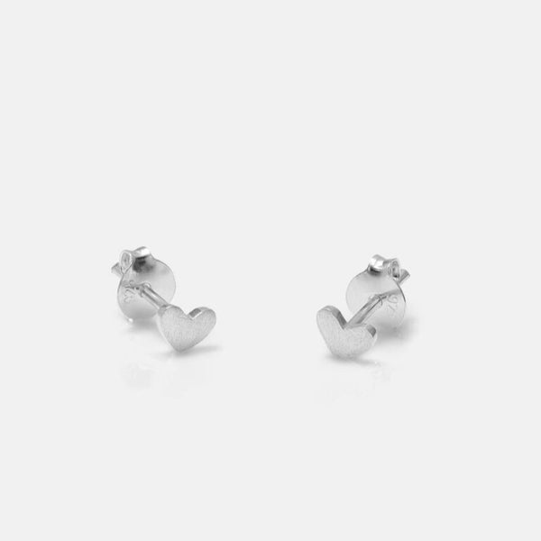 Tiny Heart Studs in Sterling Silver