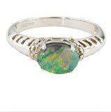 9ct White Gold Opal & Diamond Ring