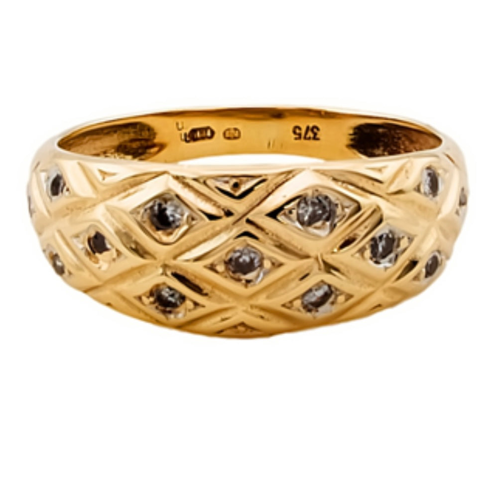 9ct Gold Diamond Band Ring Size N