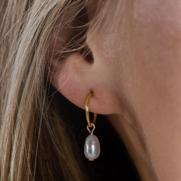 Gold Pearl Drop Earrings
