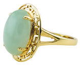 9ct Gold Jade Ring, Size L