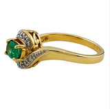 9ct Gold Emerald & Diamond Ring, Size N