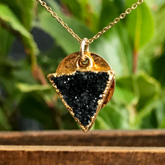 Gold Plate Triangle Druzy Necklace