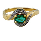 9ct Gold Emerald & Diamond Ring, Size N
