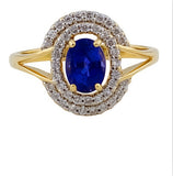 18ct Gold Tanzanite & Diamond Cluster Ring, Size N