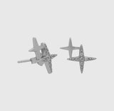 Sterling Silver Double Star Studs
