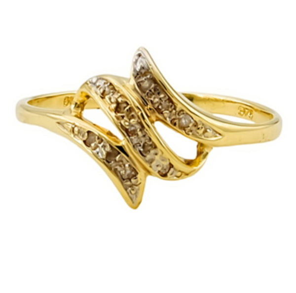 9ct Gold Diamond Ring, Size N