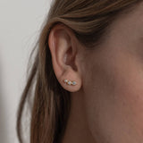 Gold Triple Climber Crystal Studs