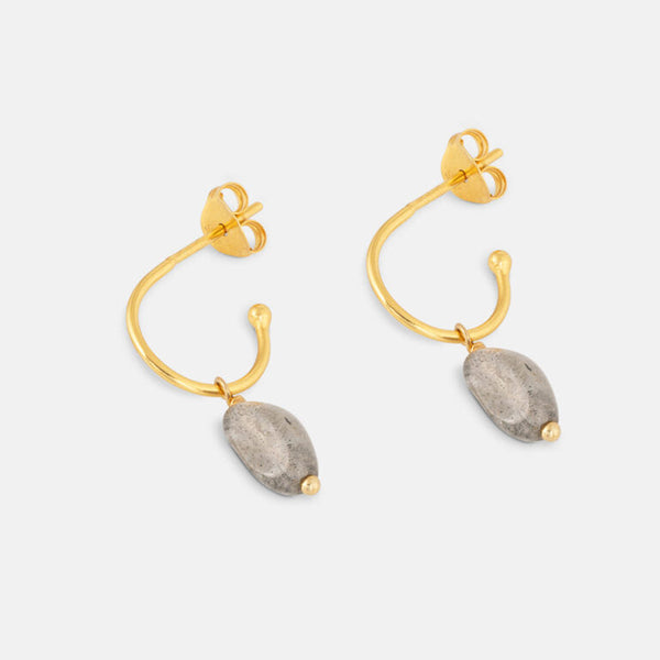 Gold Labradorite Drop Studs