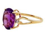 9ct Gold Amethyst & Diamond Ring, Size L