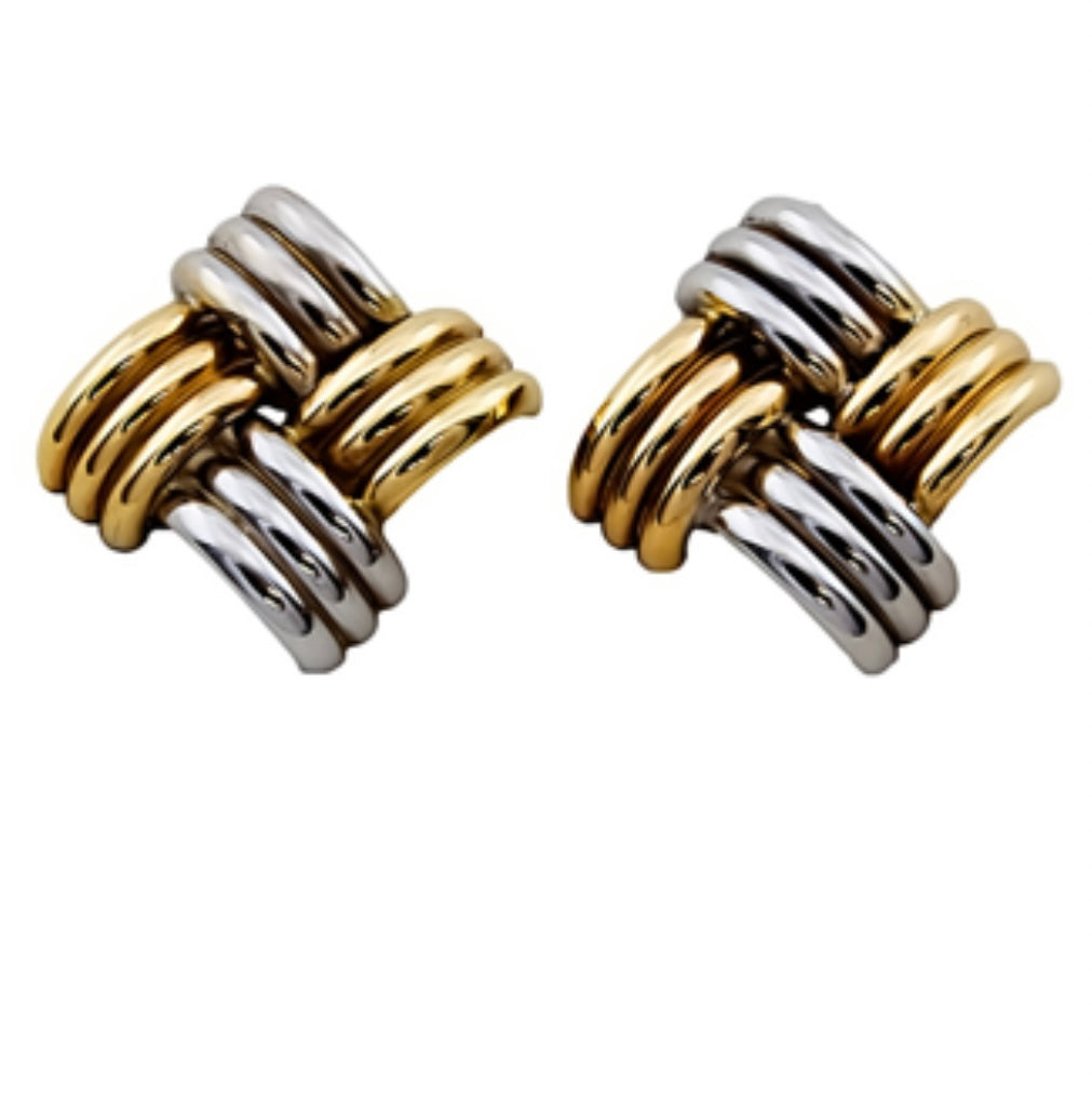 9ct Gold 2 Tone Stud Earrings