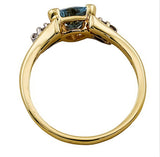 9ct Gold Aquamarine & Diamond Ring, Size M