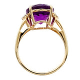 9ct Gold Amethyst & Diamond Ring, Size L