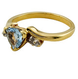 9ct Gold Aquamarine & Diamond Ring, Size M