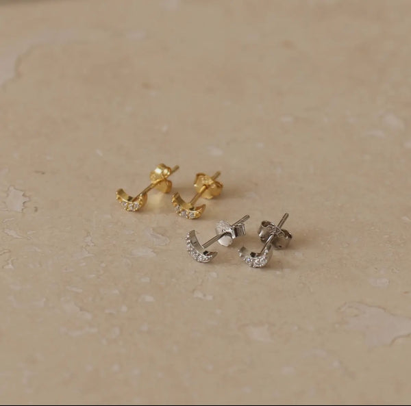 Moon Micro Studs in Sterling Silver