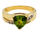 9ct Gold Peridot & Cubic Zirconia Ring, Size N