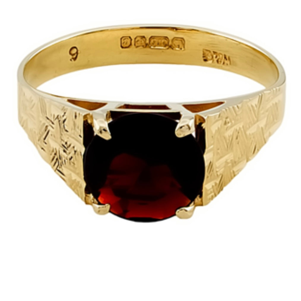 9ct Gold Vintage Garnet Ring, Size P