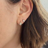 Sterling Silver Diamante Star Huggie Hoops