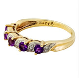9ct Gold Amethyst and Diamond Half Eternity Ring, Size L 1/2