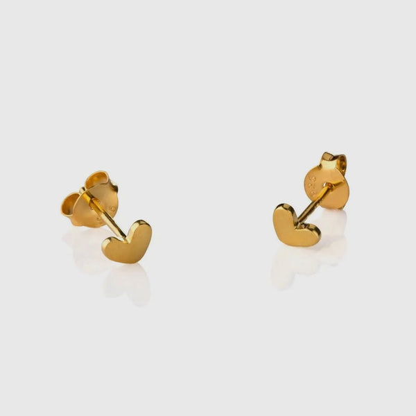 Tiny Heart Studs in Gold