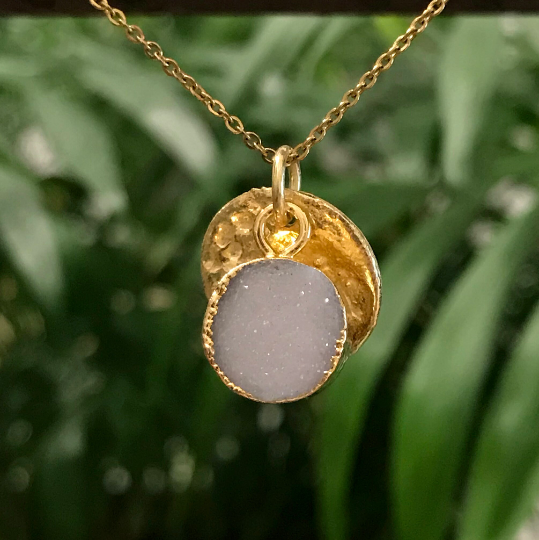 Gold Plate Druzy Necklace