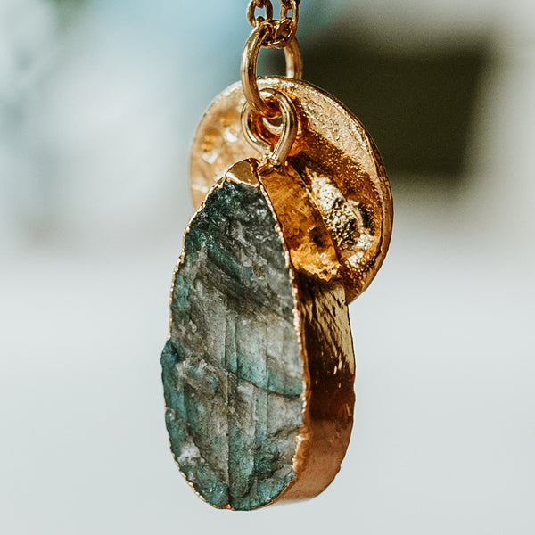 Gold Plate Labradorite Teardrop Necklace