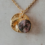 Gold Plate Rhodonite Necklace