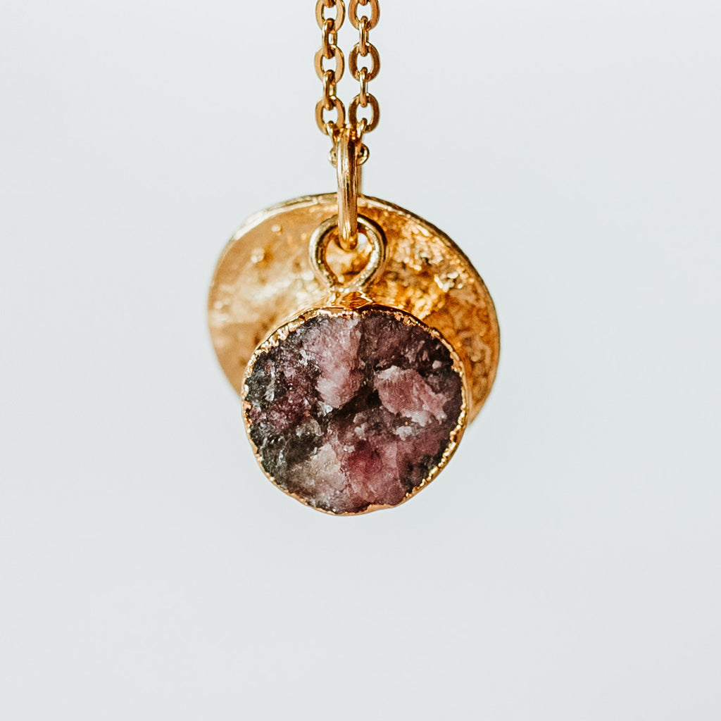 Gold Plate Rhodonite Necklace